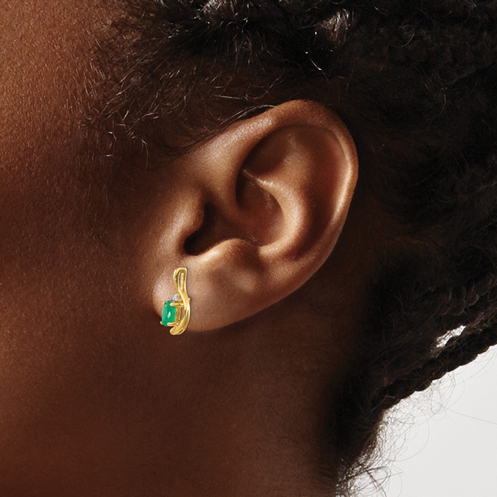 Oval Gemstone and Diamond Post Earrings