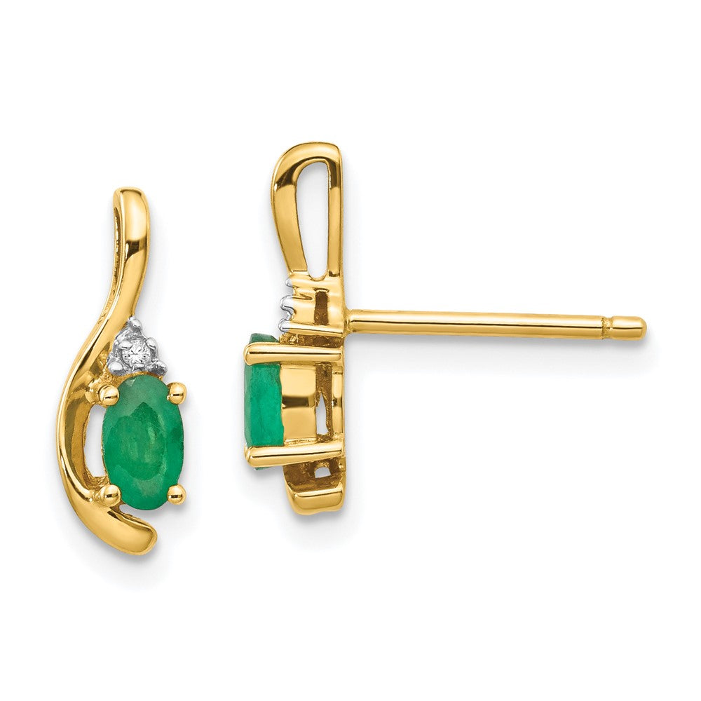 Oval Gemstone and Diamond Post Earrings