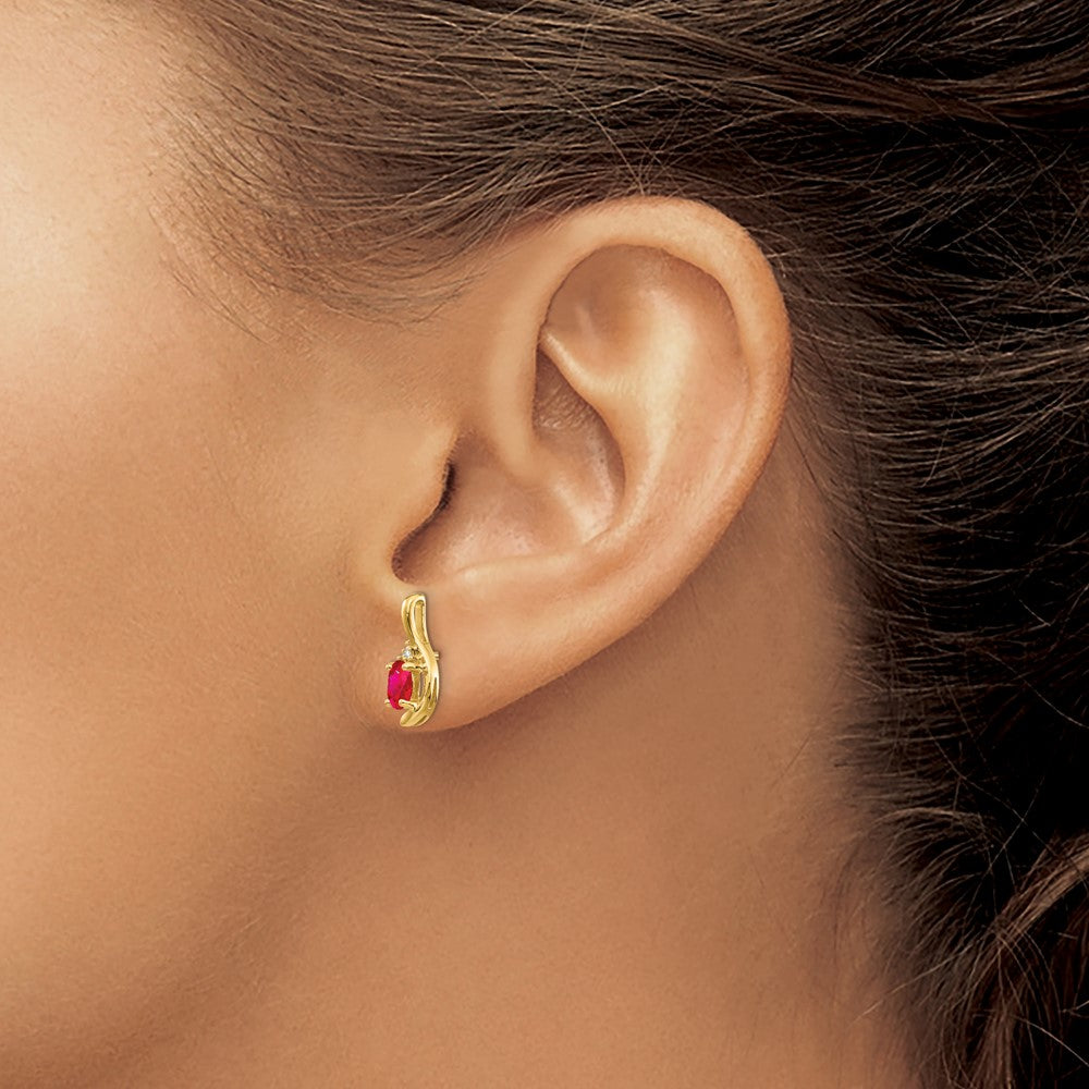 Oval Gemstone and Diamond Post Earrings