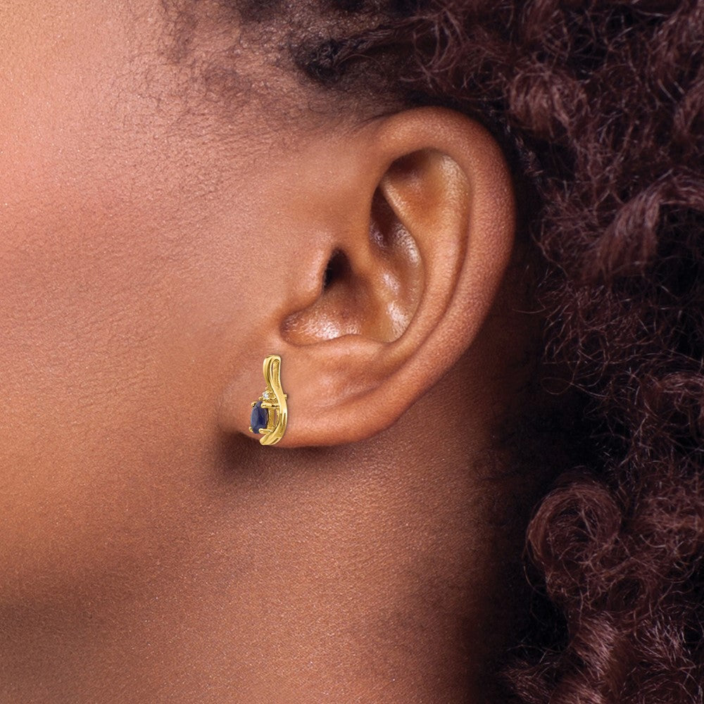 Oval Gemstone and Diamond Post Earrings