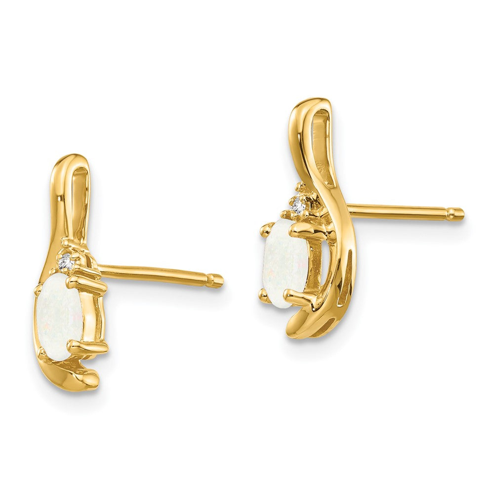 Oval Gemstone and Diamond Post Earrings