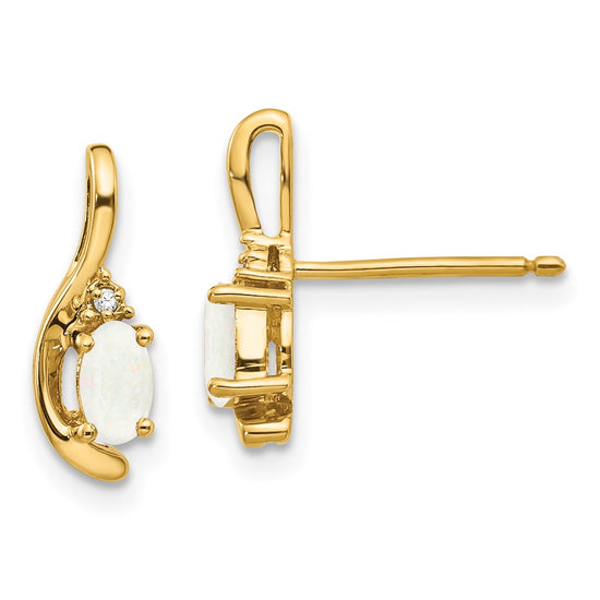 Oval Gemstone and Diamond Post Earrings