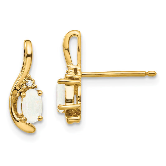 Oval Gemstone and Diamond Post Earrings