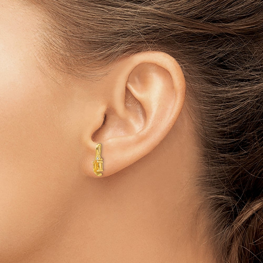 Oval Gemstone and Diamond Post Earrings