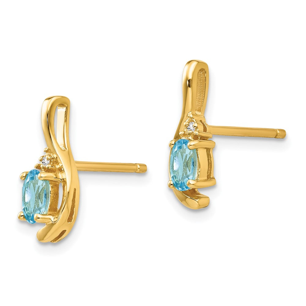 Oval Gemstone and Diamond Post Earrings