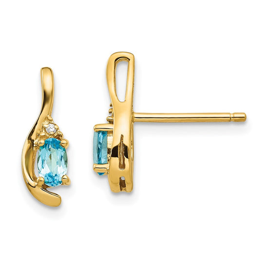 Oval Gemstone and Diamond Post Earrings