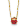 14k Polished Red and Black Enameled Ladybug 17 inch Necklace Plus 1 inch Extender