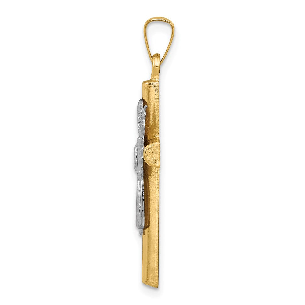 14K Two-Tone Angel and Cross Pendant
