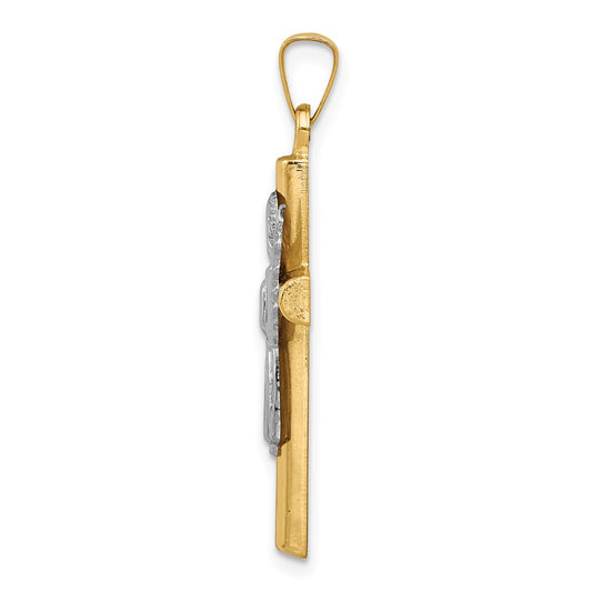 14K Two-Tone Angel and Cross Pendant