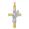 14K Two-Tone Angel and Cross Pendant