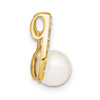 14k and Rhodium 7-8mm Button White Freshwater Cultured Pearl and Diamond Pendant