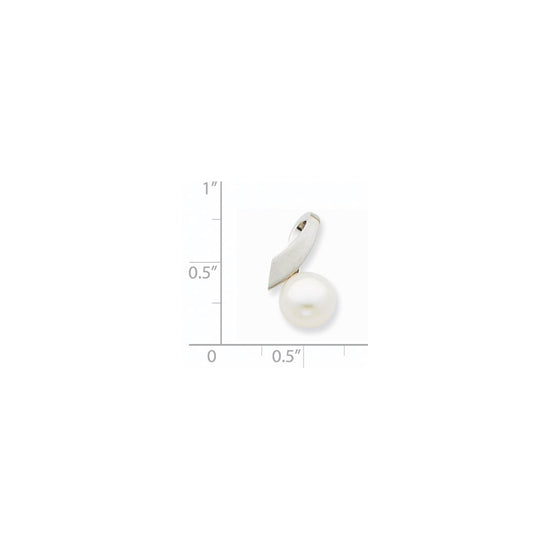 14k White Gold Satin 8-9mm White Button Freshwater Cultured Pearl Slide Fits up to 2mm Regular/3mm Fancy or Reversible Omega