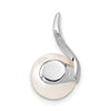 14k White Gold 9-10mm White Button Freshwater Cultured Pearl and Diamond Chain Slide
