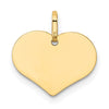 14K Polished Engravable 14mm Heart Disc Pendant