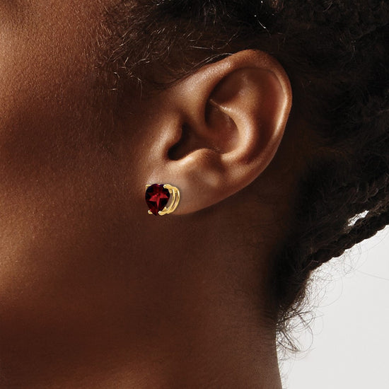 14k Heart Gemstone earring