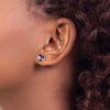 14k 6mm Cushion Amethyst Checkerboard Post Earrings