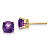 14k 6mm Cushion Amethyst Checkerboard Post Earrings