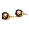 14k 6mm Cushion Smoky Quartz Checkerboard Post Earrings