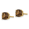 14k 6mm Cushion Smoky Quartz Post Earrings