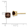 14k 6mm Cushion Smoky Quartz Post Earrings