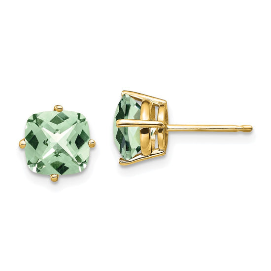 14k Cushion Gemstone Earring