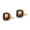 14k 7mm Cushion Smoky Quartz Checkerboard Post Earrings