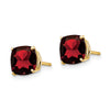 14k 7mm Cushion Garnet Checkerboard Post Earrings