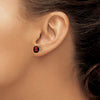 14k 7mm Cushion Garnet Checkerboard Post Earrings
