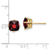 14k 7mm Cushion Garnet Checkerboard Post Earrings