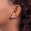 14k White Gold 7mm Cushion Amethyst Checkerboard Post Earrings