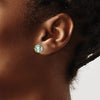 14k White Gold 7mm Cushion Green Quartz Post Earrings