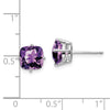 14k White Gold 7mm Cushion Amethyst Post Earrings