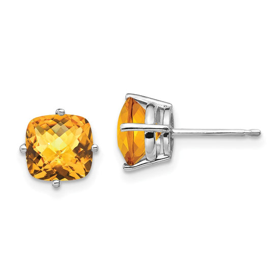 14k Cushion Gemstone Earring
