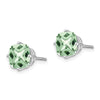 14k White Gold 7mm Cushion Green Quartz Checkerboard Post Earrings