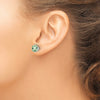14k White Gold 7mm Cushion Green Quartz Checkerboard Post Earrings