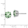 14k White Gold 7mm Cushion Green Quartz Checkerboard Post Earrings