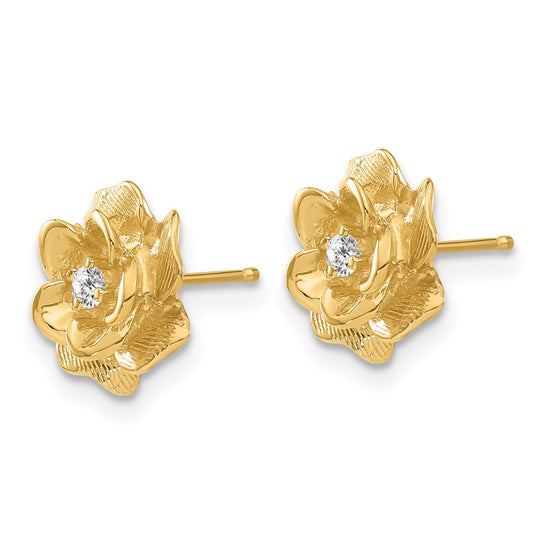 14k 1/15 carat Lab Grown Diamond VS/SI+ G+ Flower Post Earrings