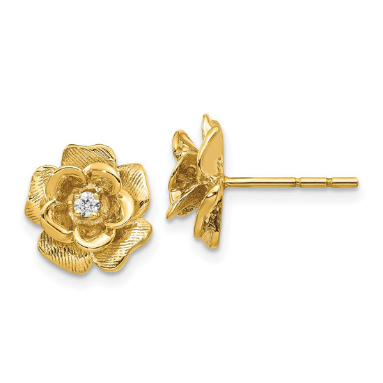 14k 1/15 carat Lab Grown Diamond VS/SI+ G+ Flower Post Earrings