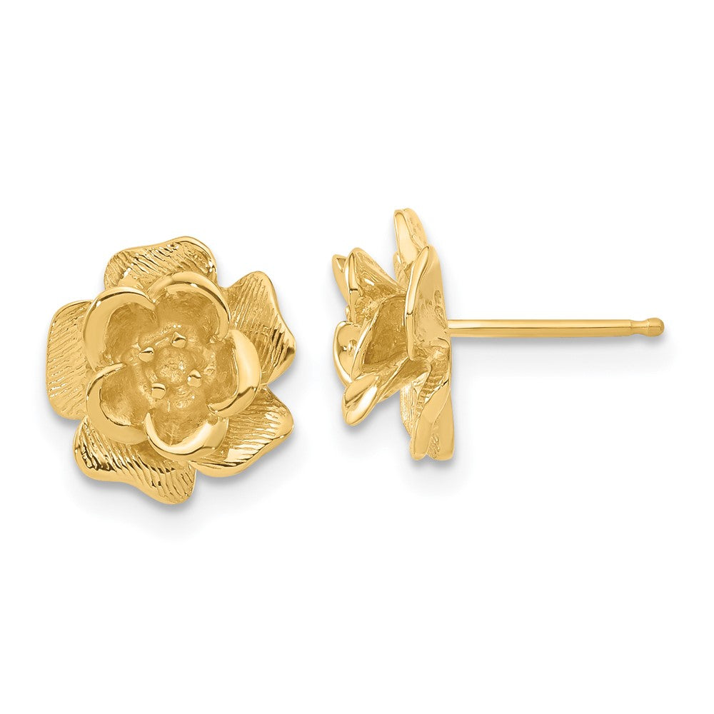 14k Holds 2-2.0mm Stones Flower Earring Mountings