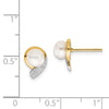 14k 5-6mm White Button Freshwater Cultured Pearl and .01 carat Diamond Post Earrings