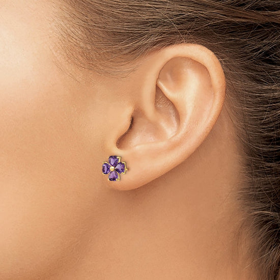 Gemstone Flower Post Earrings