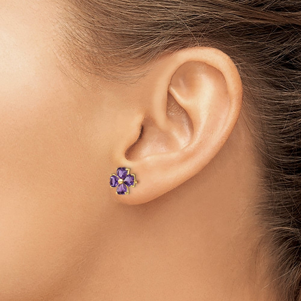 Gemstone Flower Post Earrings