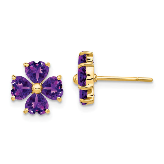 Gemstone Flower Post Earrings