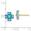 14k Heart-shaped Swiss Blue Topaz Flower Post Earrings