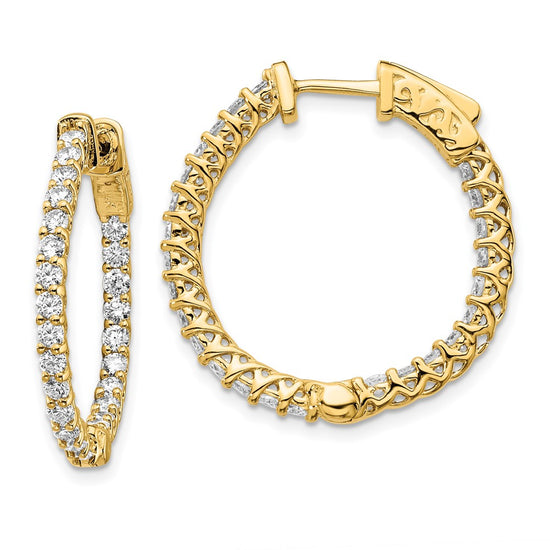 Gold Diamond Hoops with Safety Clasps