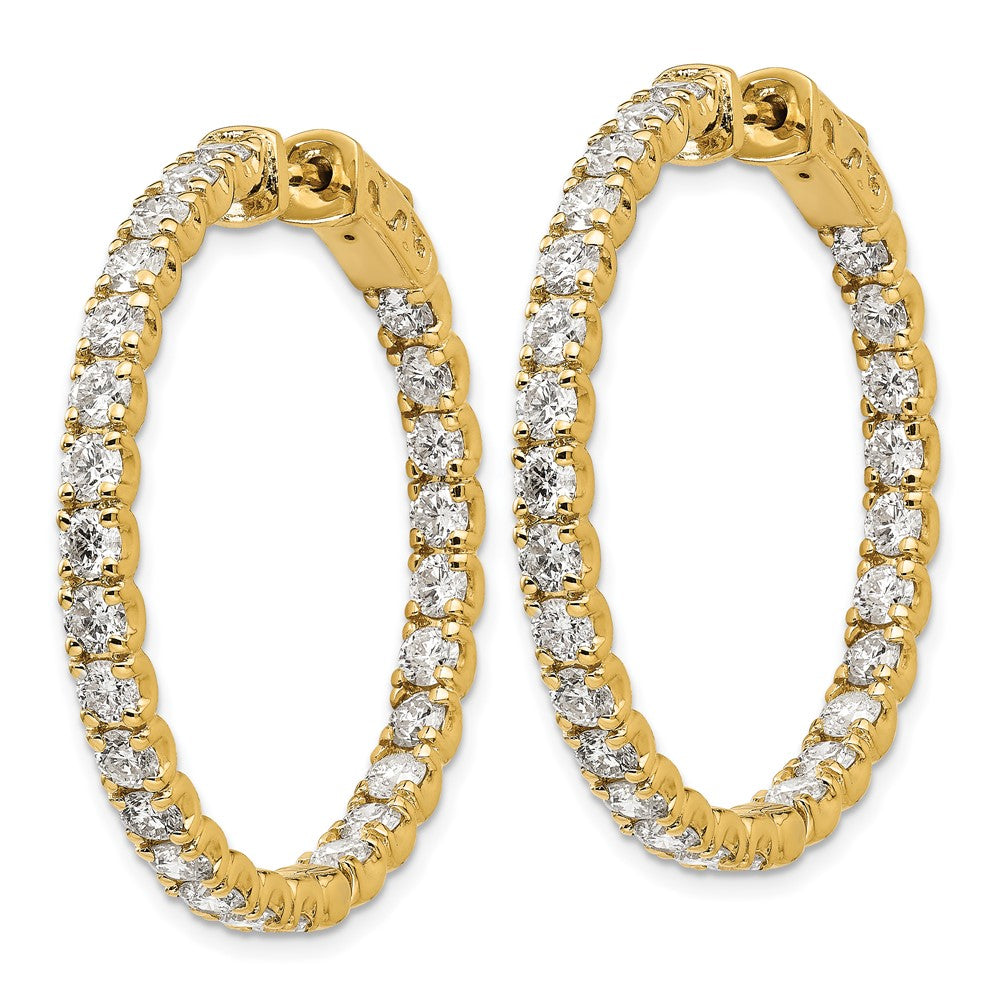 14k 4 7/8 carat Lab Grown Dia VS/SI+ G+ Round In and Out Safety Clasp Hoop Earrings