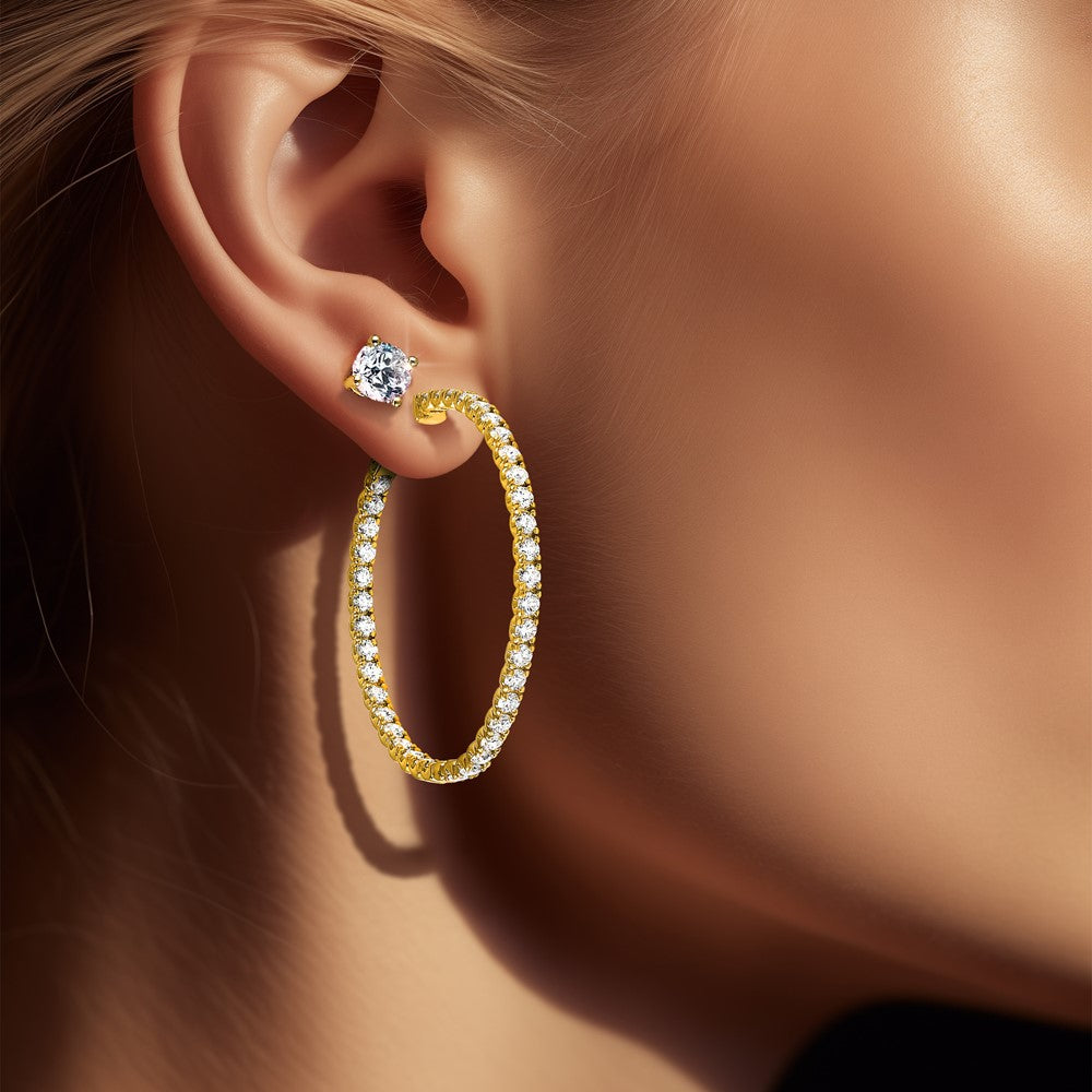 True Origin Lab Grown Diamond Round Hoops with Safety Clasps