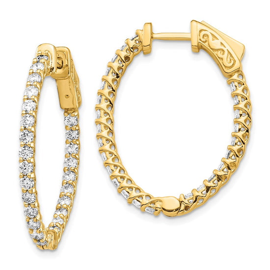 Diamond Oval Hoops with Safety Clasps