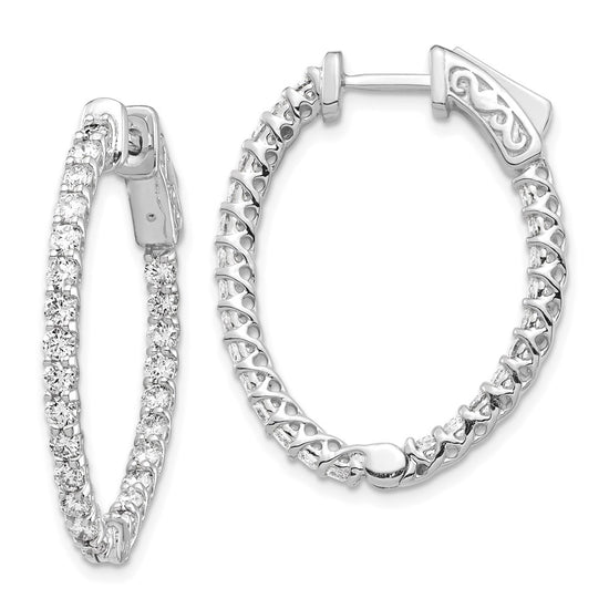 Diamond Oval Hoops with Safety Clasps