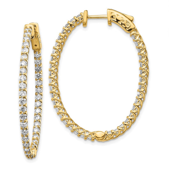 Diamond Oval Hoops with Safety Clasps
